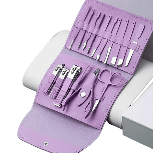 16 in 1 Nail Cutter Set | Stainless Steel Manicure & Pedicure Kit with Folding Bag