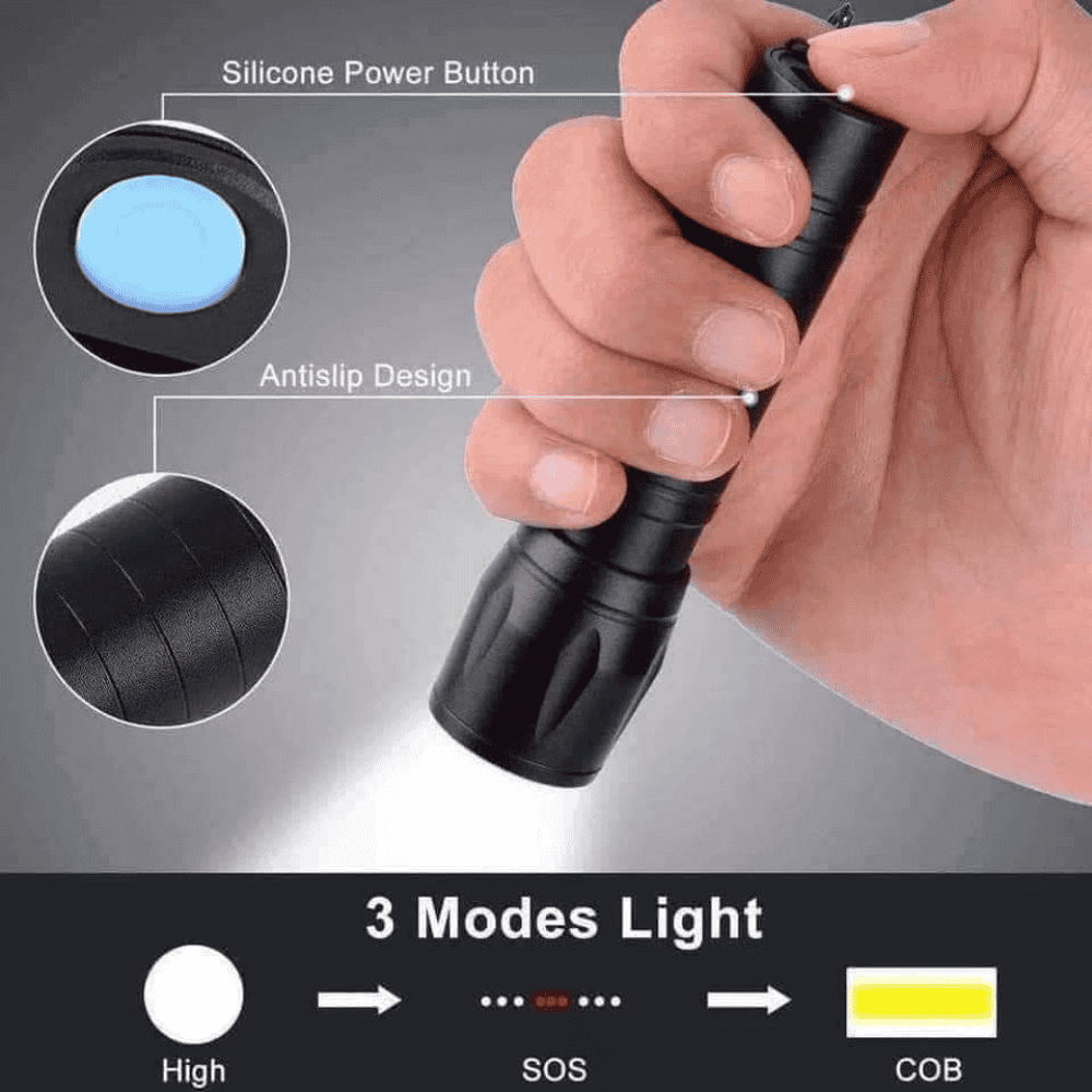 Rechargeable mini LED torch light with 3 adjustable modes