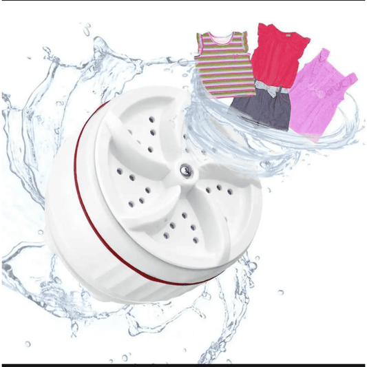 Mini ultrasonic washing machine in use with clothes