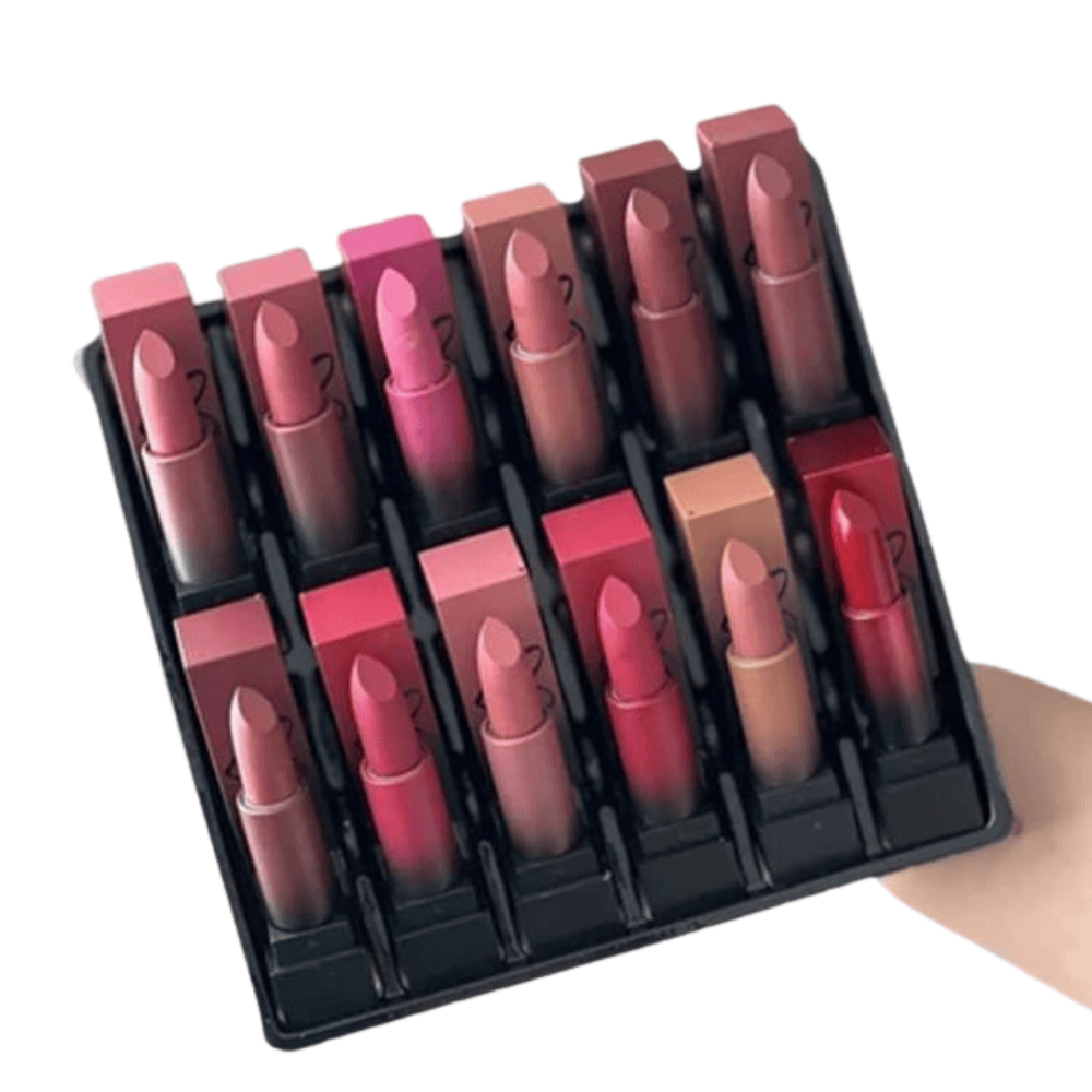 multi-colors of Huda Lipistik Set showing diverse shade range