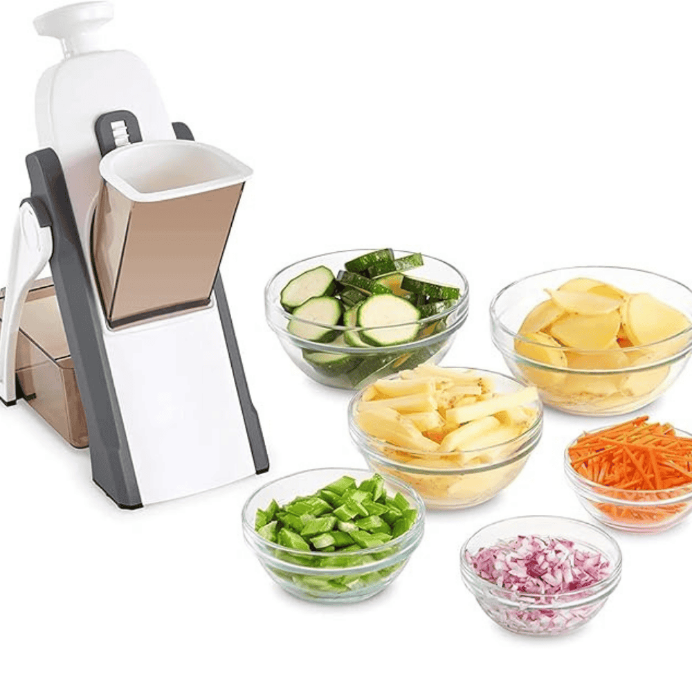 Slicer showing different vegetables being cut