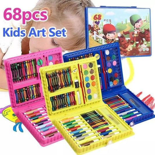 Red, Yellow, and Pink versions of the art box side-by-side
