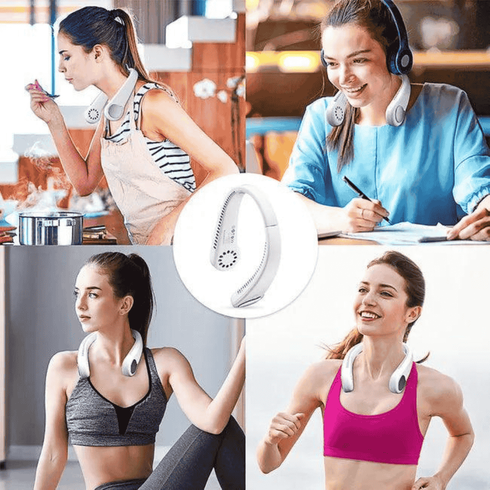 Bladeless Portable Rechargeable Neck Fan – 3 Speed Cooling
