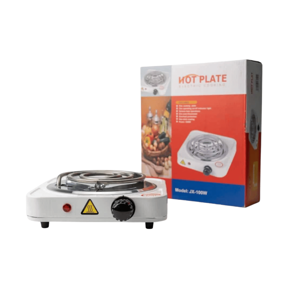 Hot plate with packaging on a white background