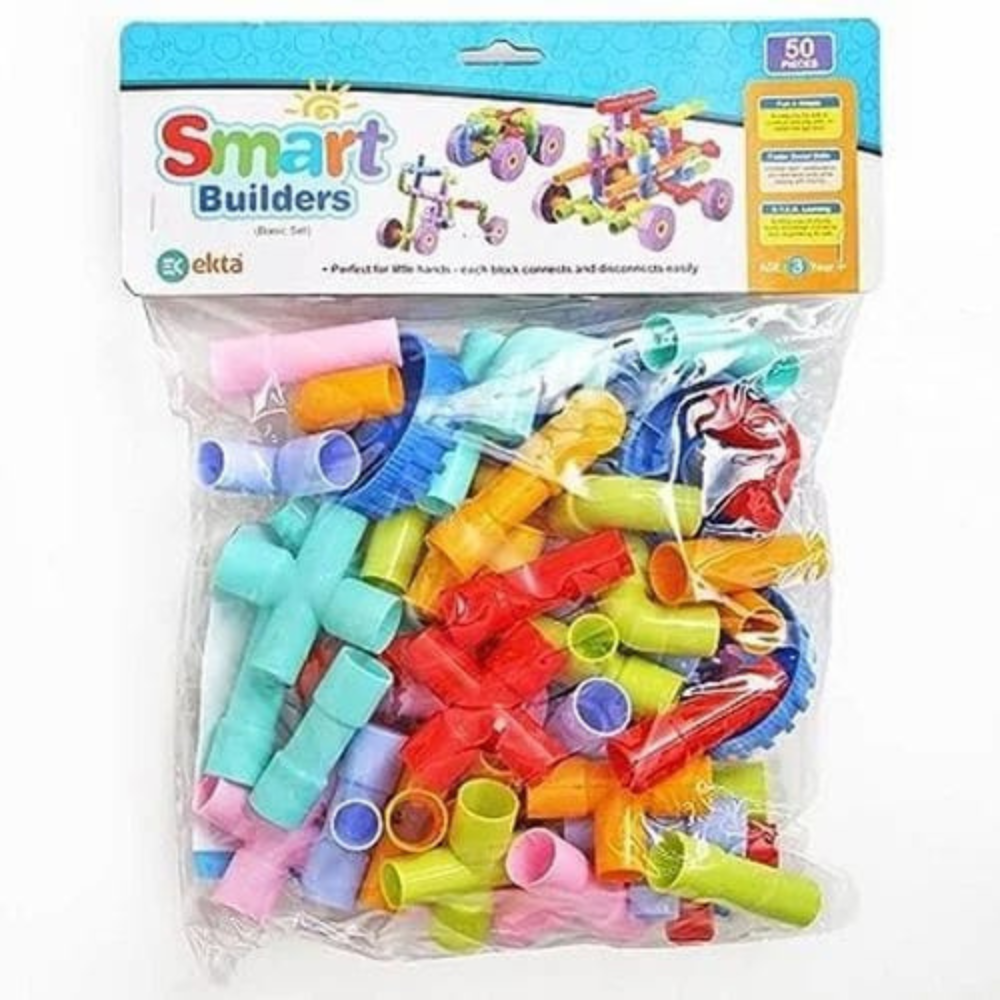 Pipe blocks stored in a transparent bag for easy storage