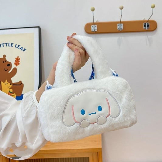 Ladies Plush Anime Character Bag – White Front View | ShopFirst.pk