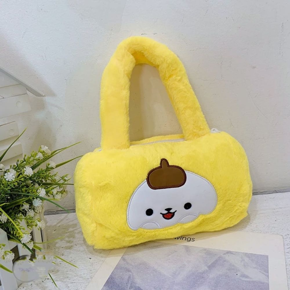 Ladies Plush Anime Character Bag – White Front View | ShopFirst.pk