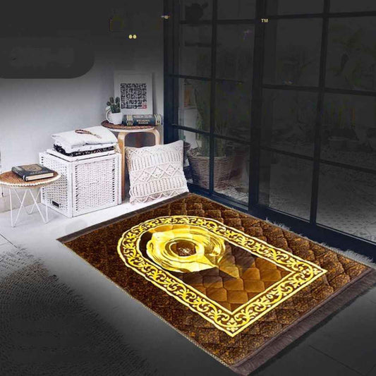 Prayer Mat Gold Series – Super Soft Mink Fabric with Premium Lace Border