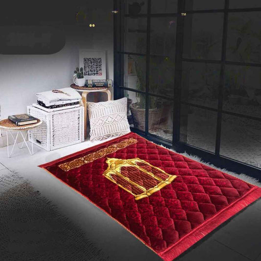 Prayer Mat Gold Series – Super Soft Mink Janamaz with High Quality Lace