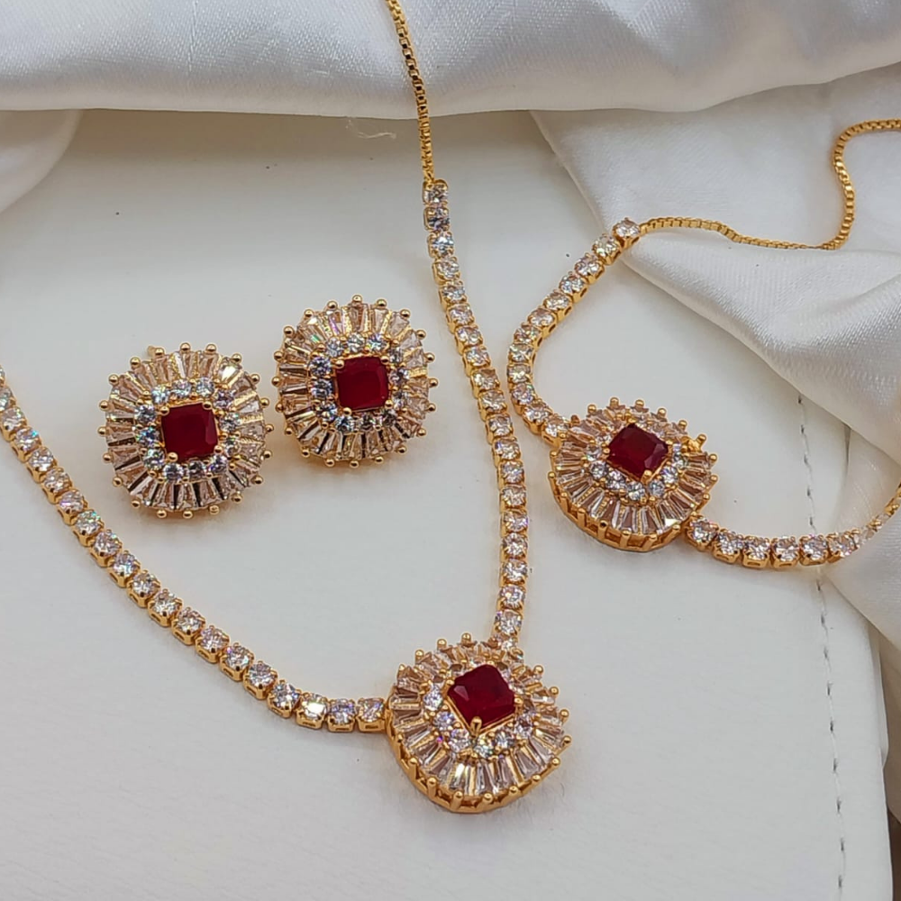 Front image of red gold plated locket set with bracelet