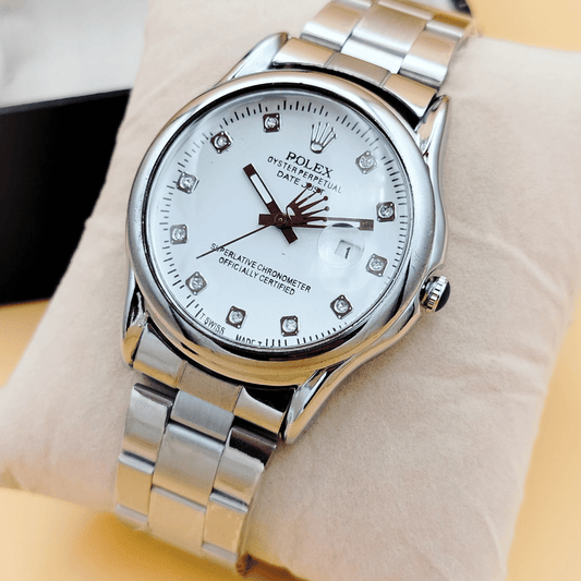 Date Working Stainless Steel Chain Watch – Double Lock | Black, Silver & Gold Variants