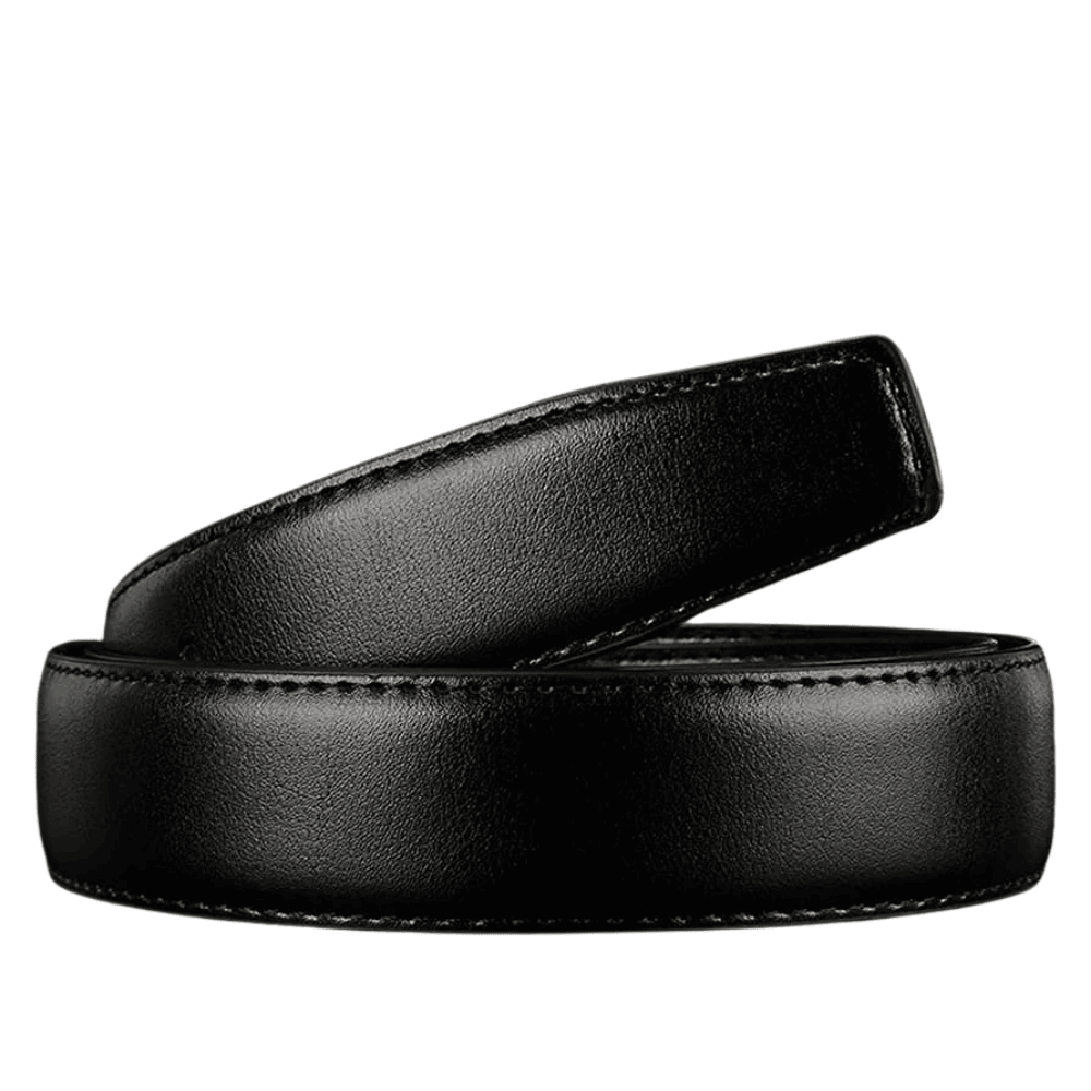 round-view-black showing coiled look of the black belt from side view