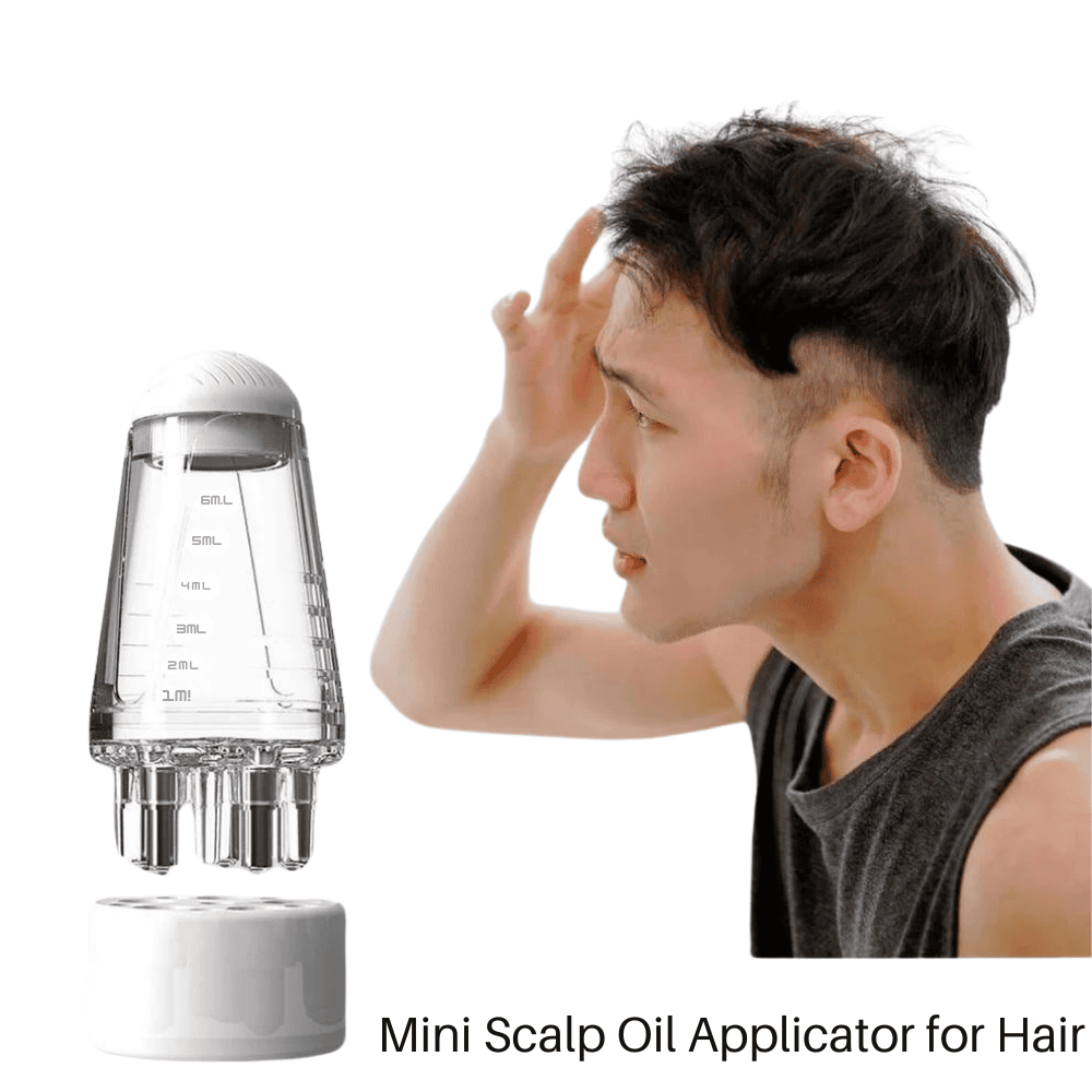 Mini hair oil dispenser with accurate root reach