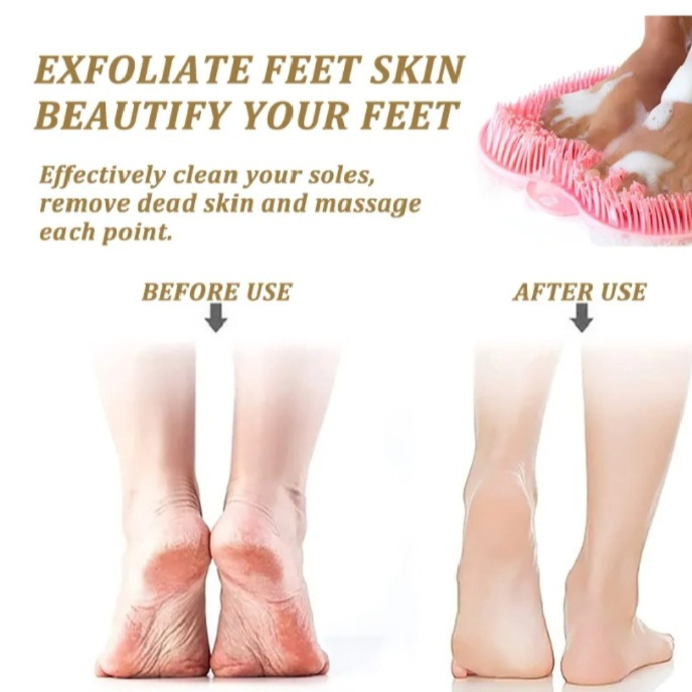 Comparison image showing skin condition before and after using the bath mat