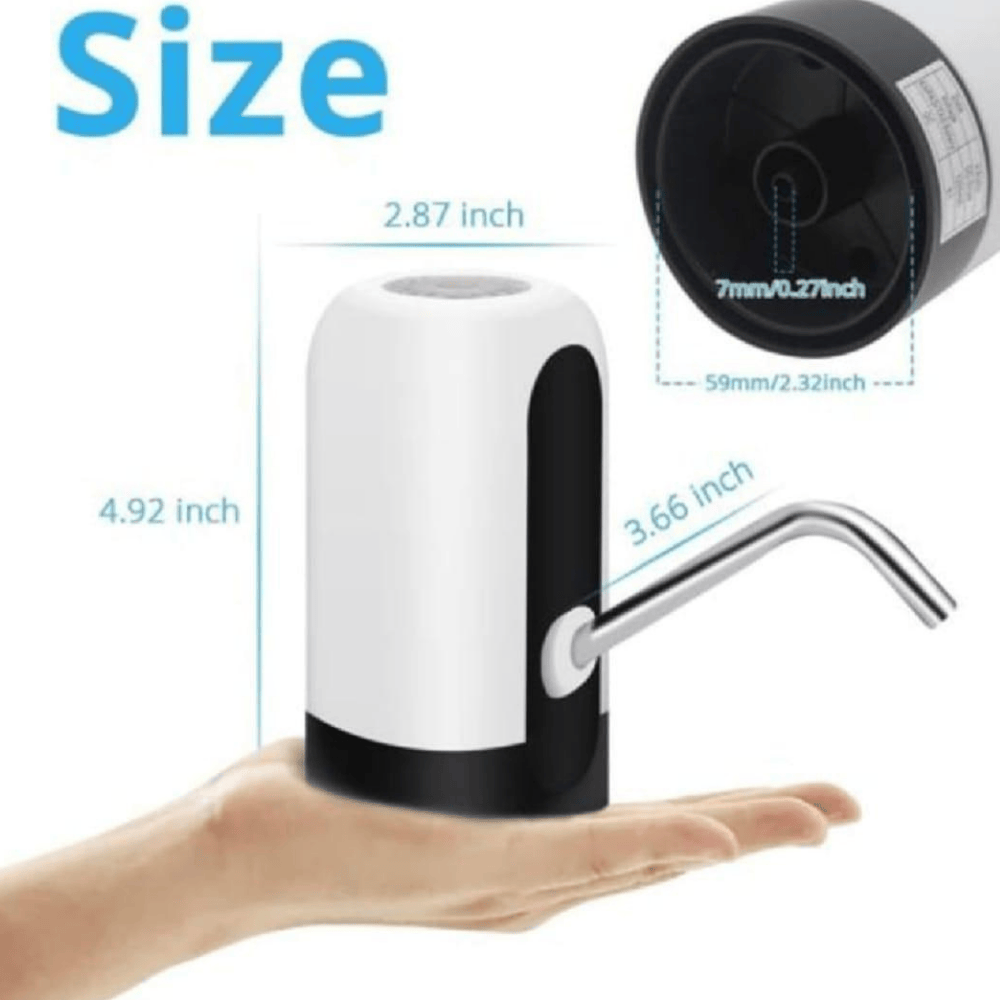Size comparison for the water bottle pump