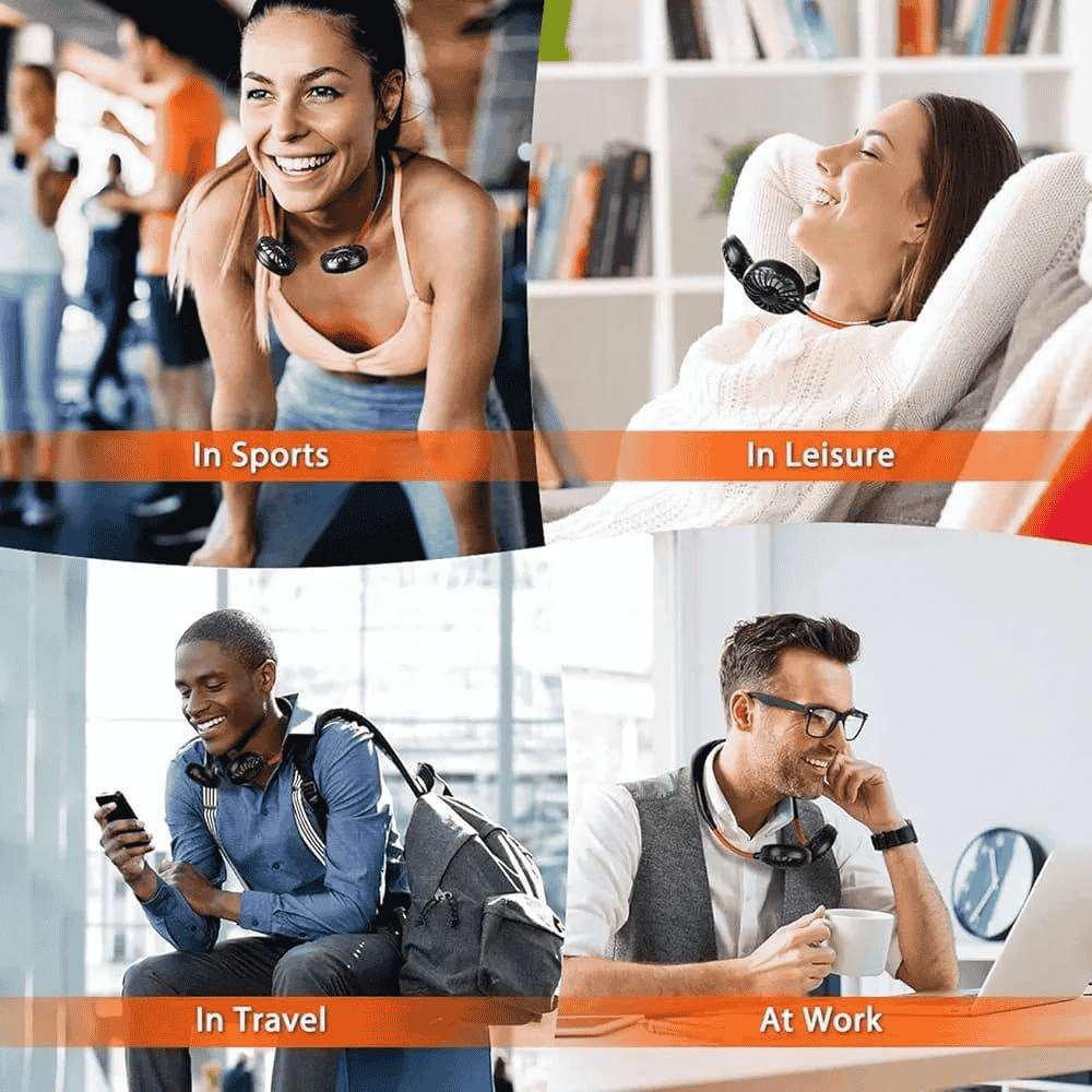 Rechargeable Neck Fan – Hands-Free Wearable Cooling Fan with USB Charging
