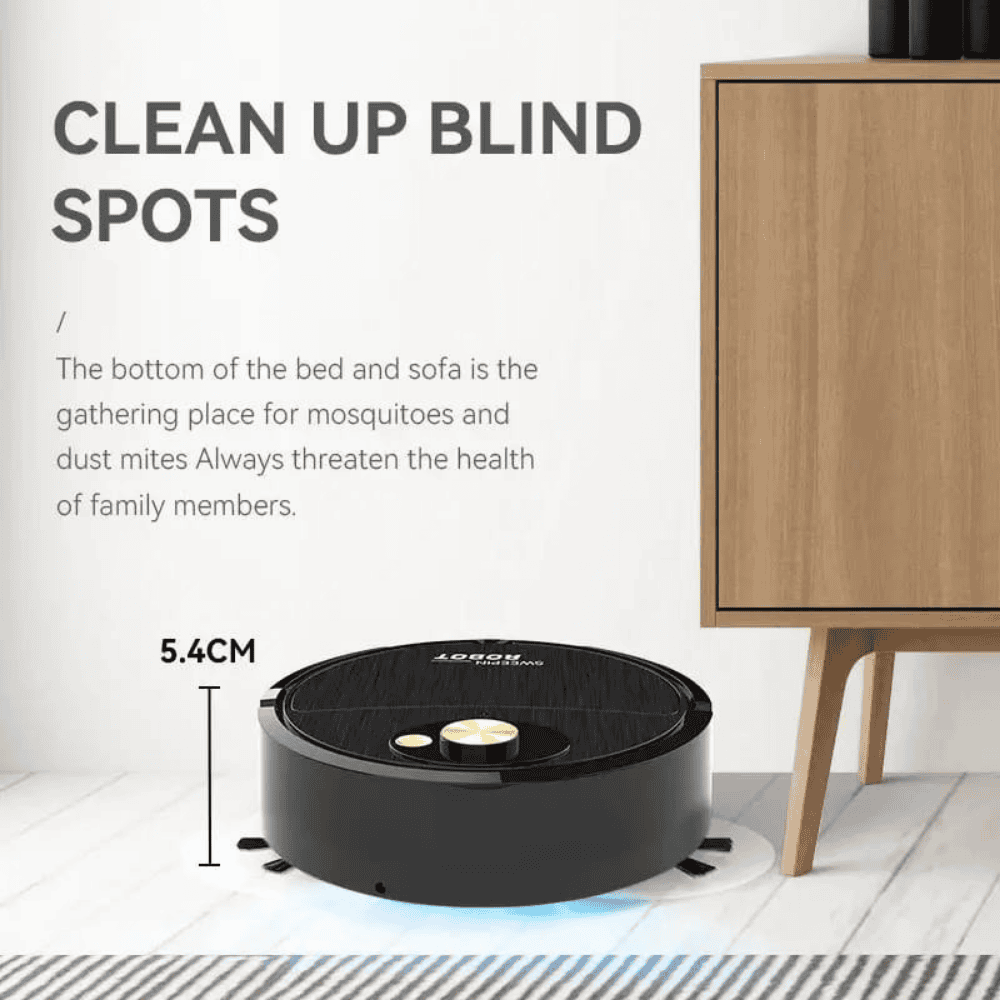 Sweeping robot dimensions with storage placement