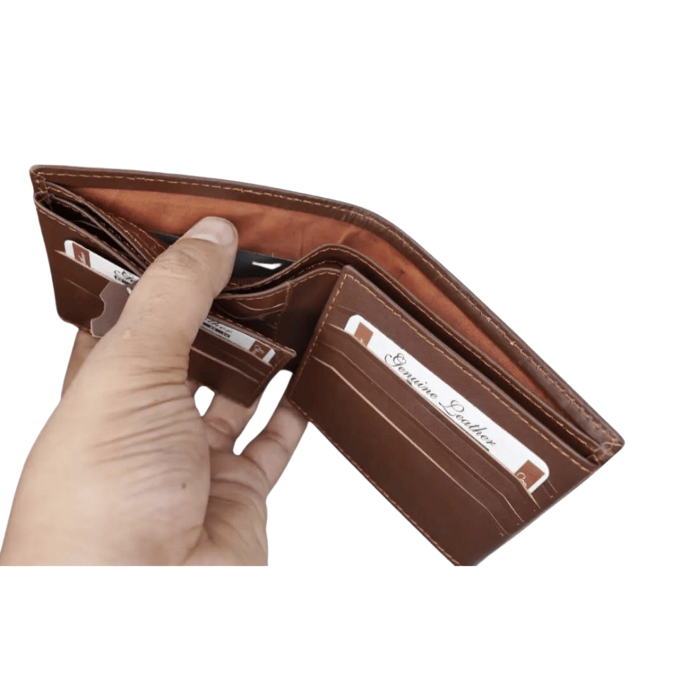 top-view highlighting the wallet's slim profile from above