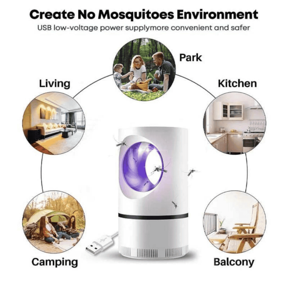 Mosquito killer lamp shown in various room settings
