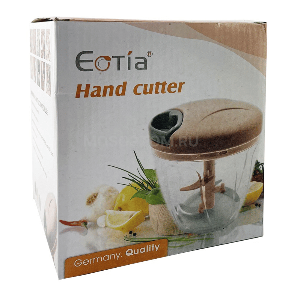 Box packaging of a hand cutter with Eotia branding and product image.