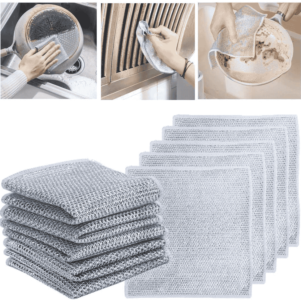 Full view of the wired dishcloth laid flat