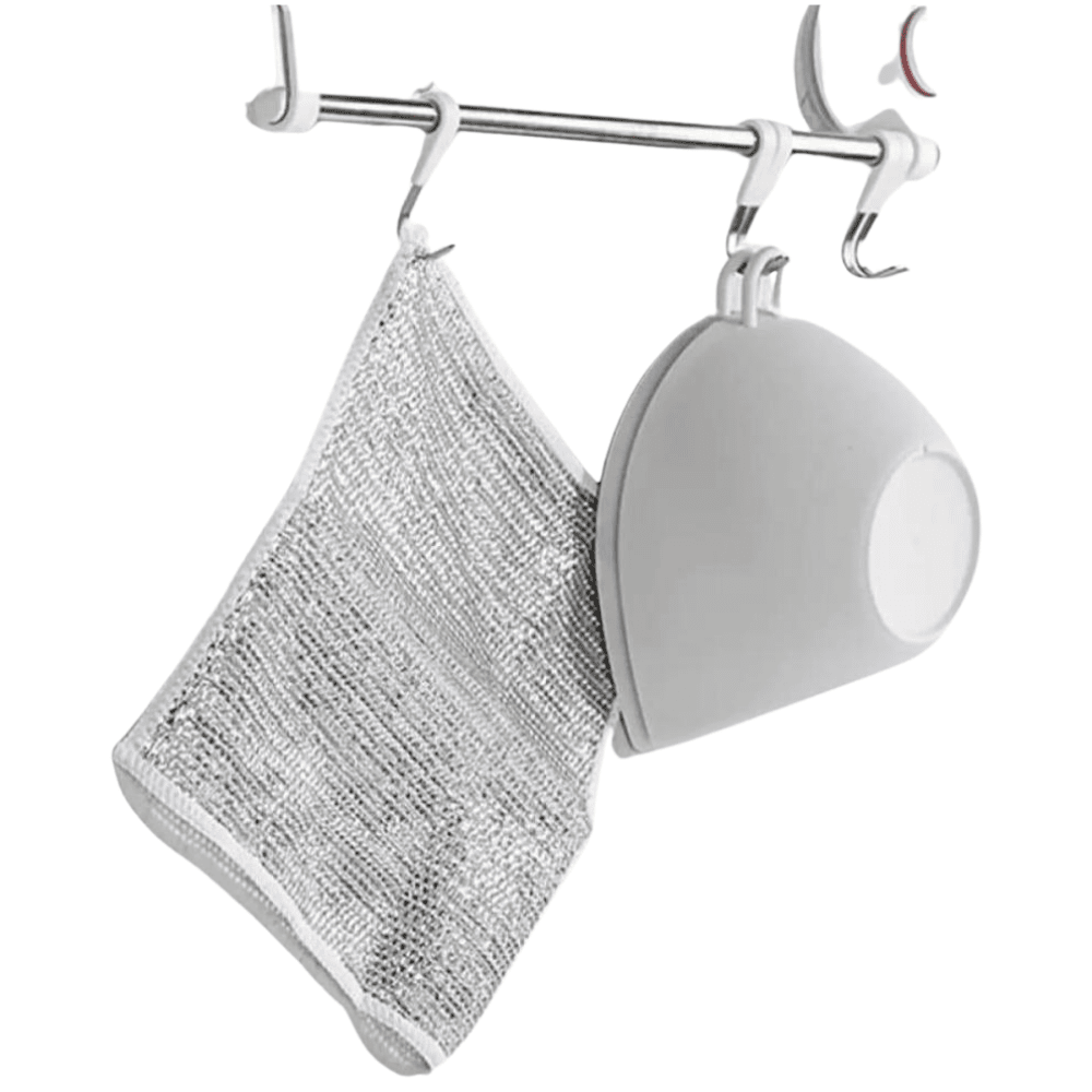 Dishcloth hanging by loop for easy storage