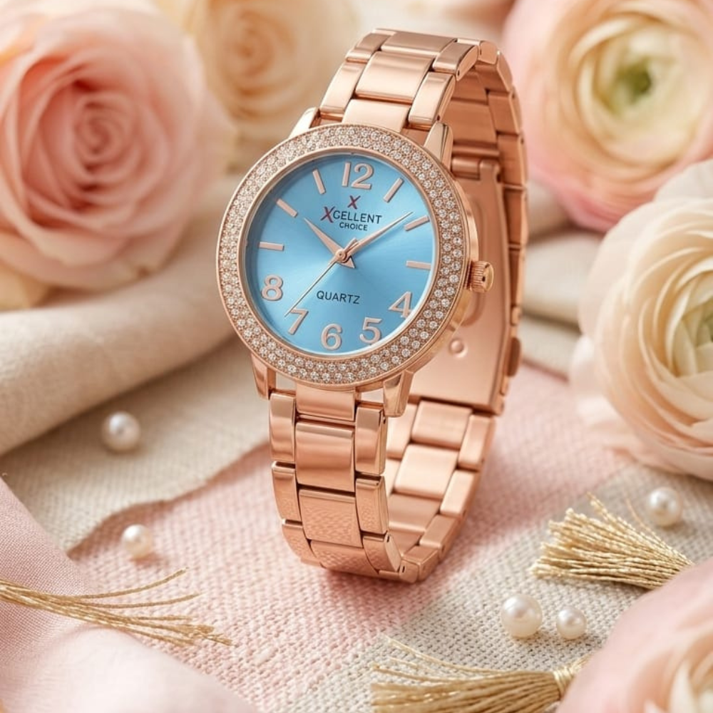Xcellent Golden Ladies Watch Blue Dial Buy Online Pakistan