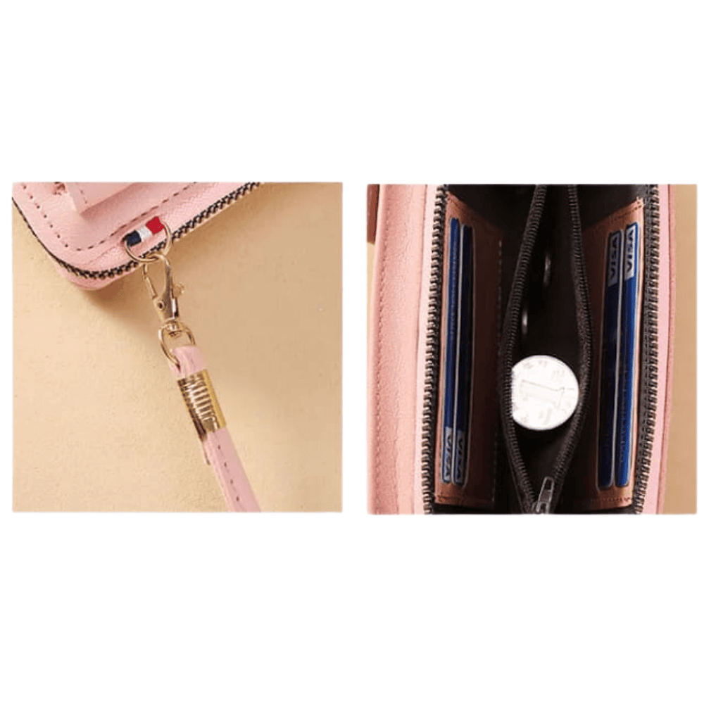 zipper close-up of the clutch showing quality and finish