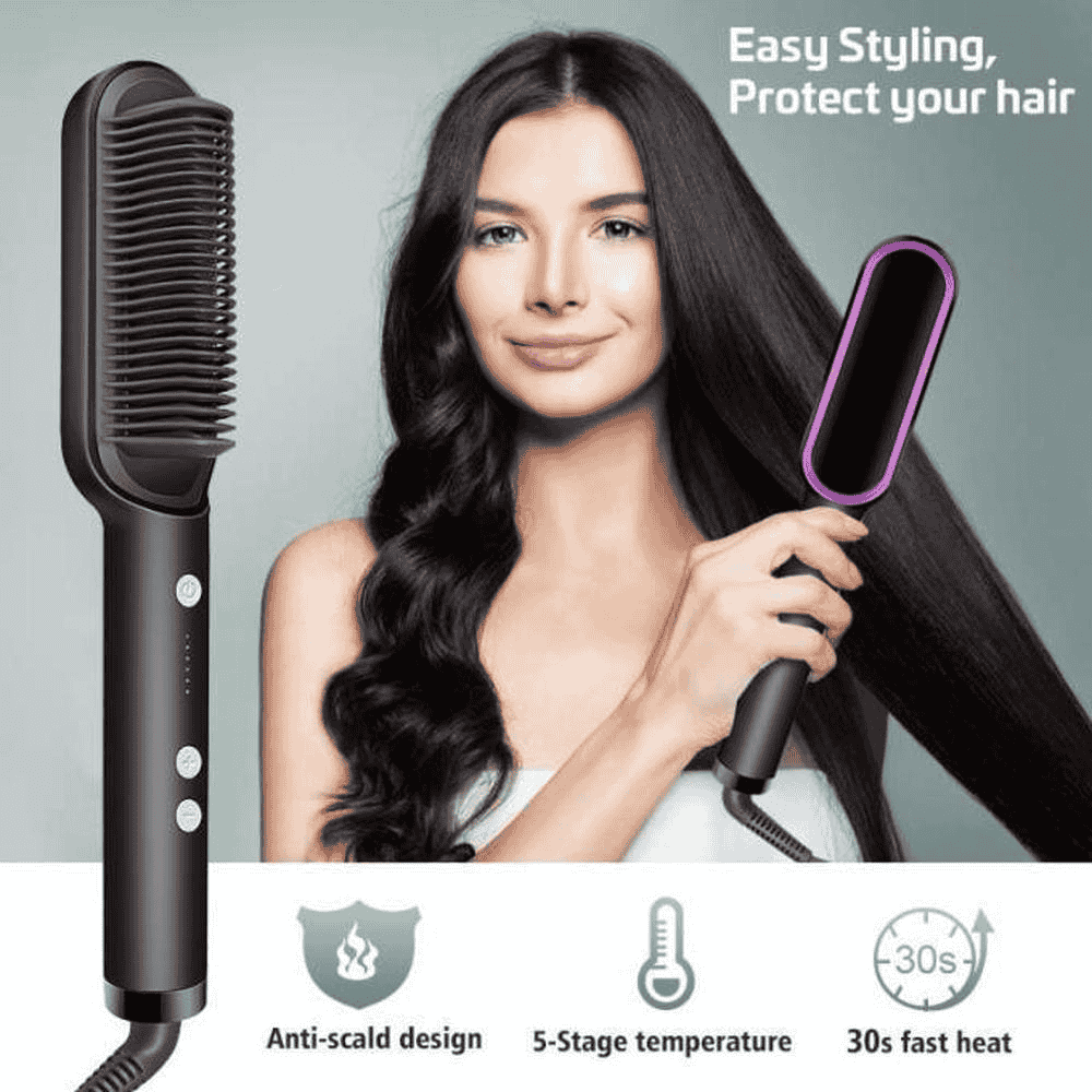 Close-up of the black comb variant being used by a model