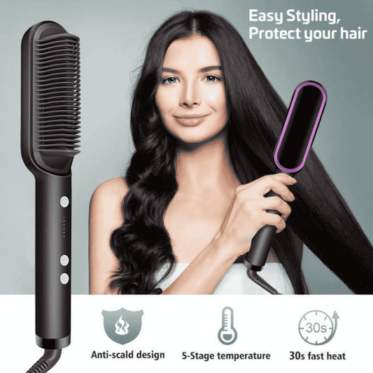 Close-up of the black comb variant being used by a model