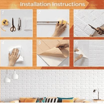 Step-by-step guide for installing 3D brick wall stickers
