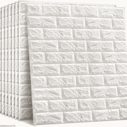 Front and side view of a single 3D brick wall sticker panel