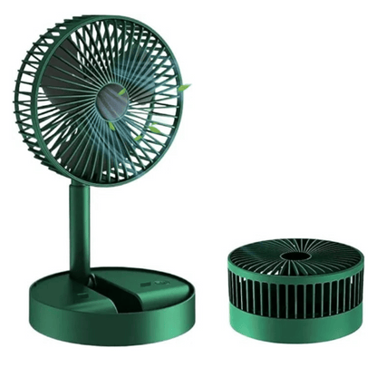 Green portable fan on a white background