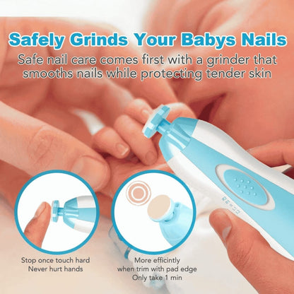 Gentle grinding of baby's nails without injury or discomfort