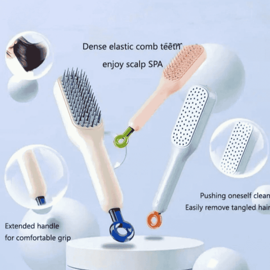 Visual demo of the brush being used on scalp for massage or during shampoo
