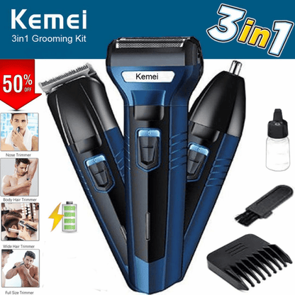 accessories-kemei-3in1-electric-hair-removal-mens-shaver full grooming kit