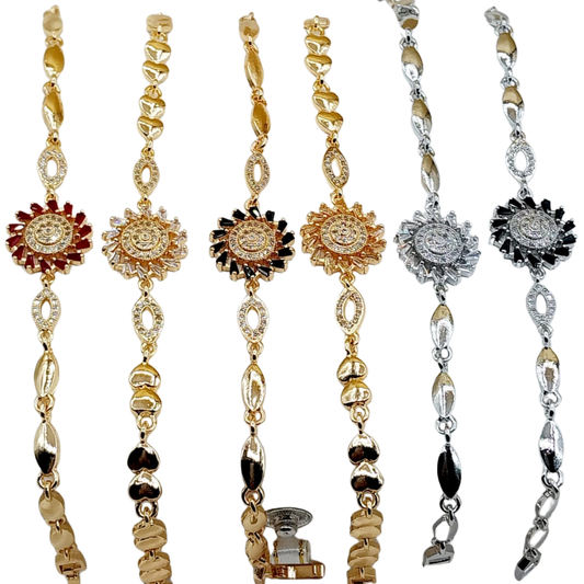 Multiple colored artificial bracelets in gold and silver plating
