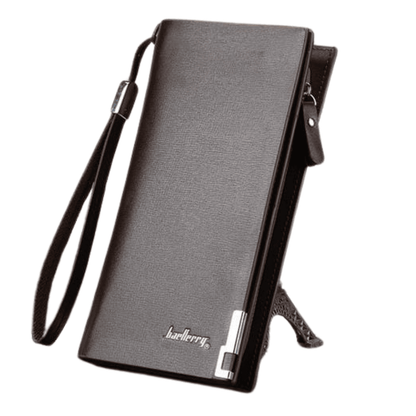 Full view of BAELLERRY black artificial leather long wallet