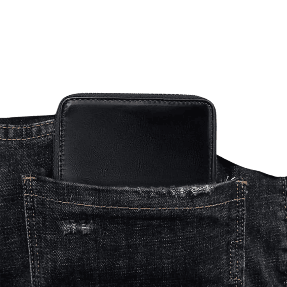 Sleek angled view of Balisi black wallet