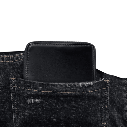 Sleek angled view of Balisi black wallet