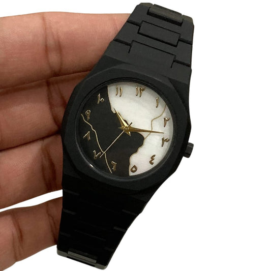 Black Arabic Aura Lightweight Watch with Box Packaging