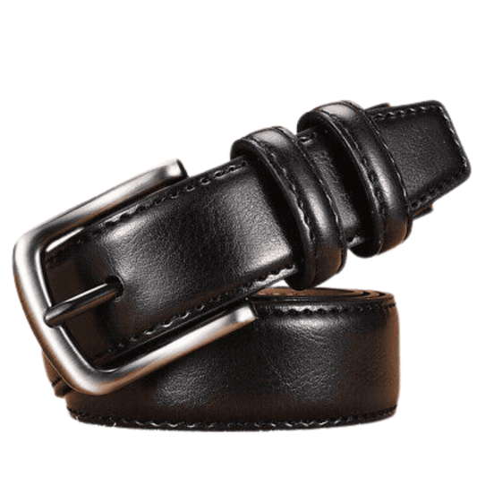 black-color showing the full view of the men's dressing belt in classic black