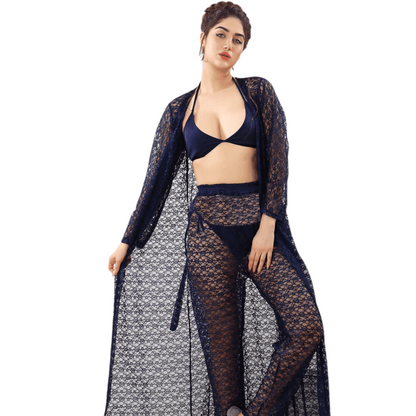 black-full-picture of the complete 4-piece nightwear set