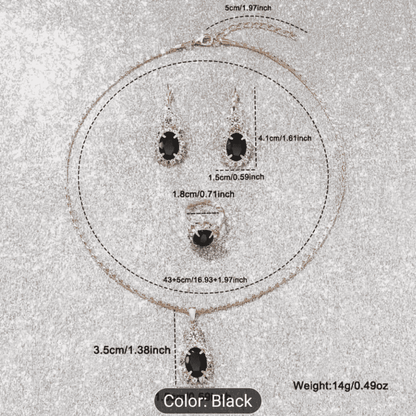 Top view showing dimensions of locket and earrings in inches