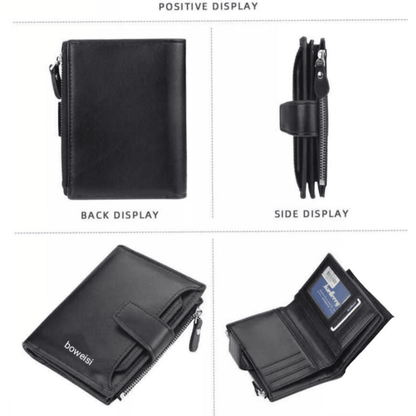 All four side views of Boweisi black wallet showing structure