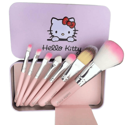 box-and-front-look of Hello Kitty 7 Pcs Brush Set showcasing the packaging