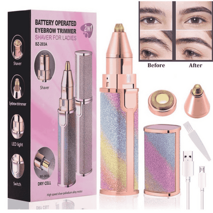 boxpack-flawless-2in1-eyebrow-trimmer showing full packaging