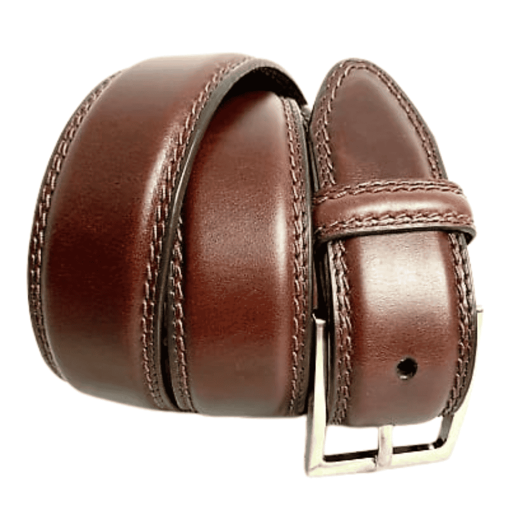 brown-color displaying the formal leather belt in traditional brown