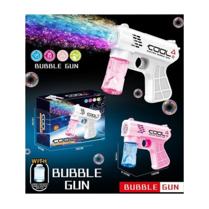 Front side view of the electric bubble gun with packaging