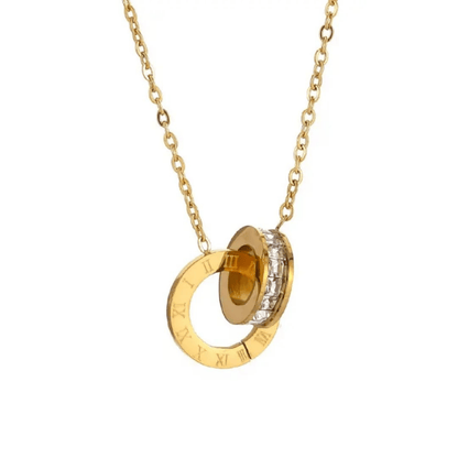 Close-up front image of branded gold plated artificial locket